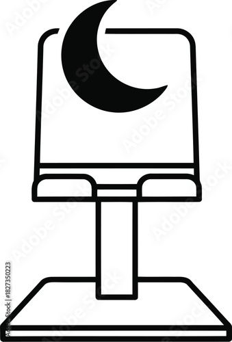 Night mode icon for smartphone stand, representing sleep, dark theme, or low light settings for mobile devices and digital technology