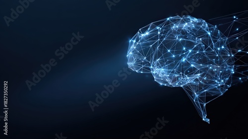 A captivating visualization of the human brain, illuminated with a network of interconnected points. ..Created with Generative AI, not depicting real subjects.