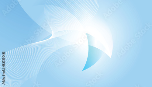 Abstract wave modern design. Light blue background with white flowing lines. Smooth elegant gradient curves illustration.