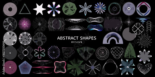 Collection of diverse abstract geometric shapes and forms