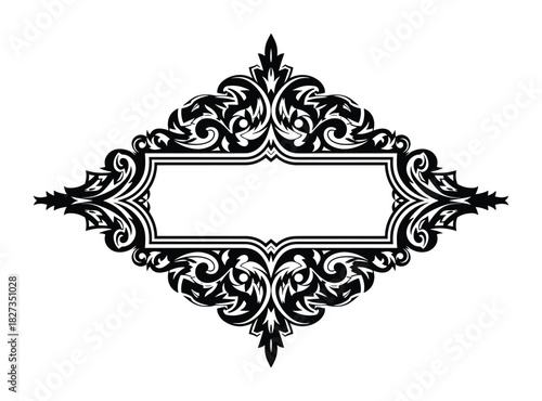 Ornate frame in victorian style, baroque ornament, floral border, decorative element. elegant artwork.
