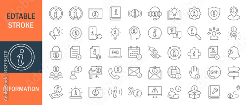 Information icon set. Editable line icons. Vector illustration.