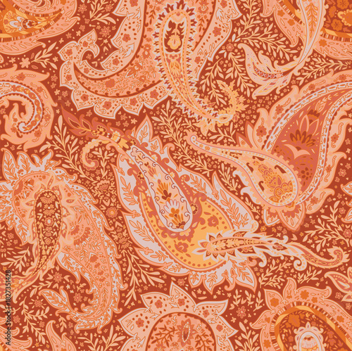 Warm Terracotta Ornate Paisley Garden