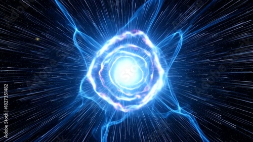 Abstract representation of a swirling vortex of light and energy in a cosmic environment