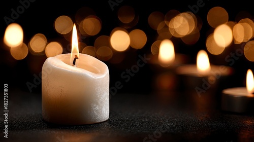 Warm candlelight illuminating a peaceful night, creating a serene and inviting atmosphere perfect for relaxation or romantic evenings