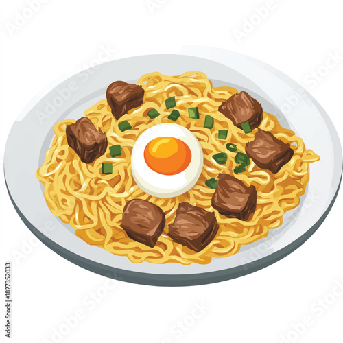 Delicious ramen noodles with braised pork belly and a soft boiled egg