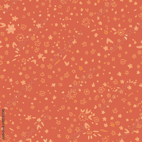 Warm Terracotta Tiny Floral Scatter