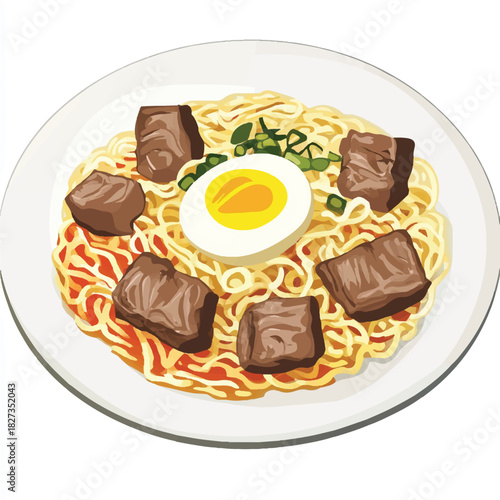 Delicious ramen noodles with braised pork belly and a soft boiled egg