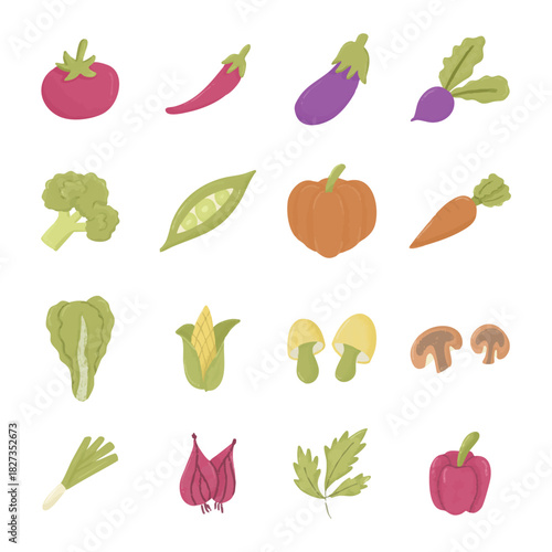 Vegetables Icon Set – Hand Drawn Healthy Food Vector