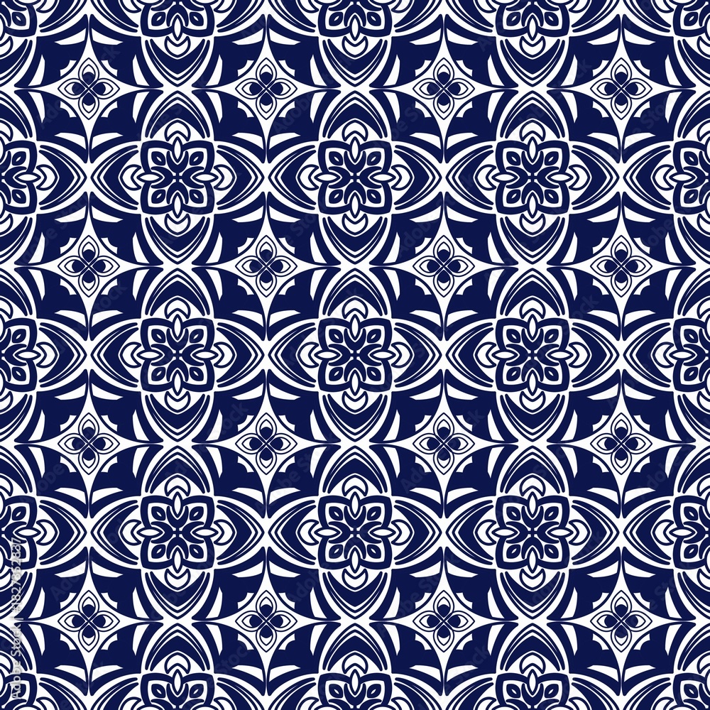 Fototapeta premium wallpaper ,flower ,repeat ,tile ,seamless ,pattern ,geometric , blue