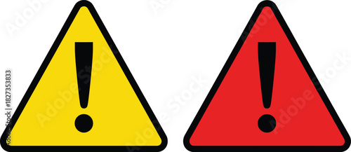 Warning sign vector set with exclamation mark symbol