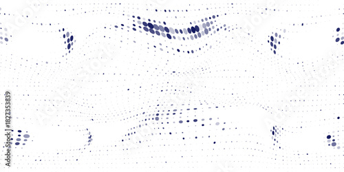 Halftone wavy grunge background. Faded grain gritty textured wallpaper. Black and white comic noise grit surface. Pixelated speckles, dots and particles overlay. Vector graphic design