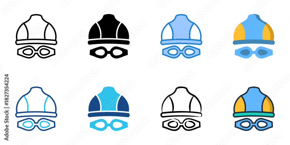 Fototapeta premium Swim Cap icon set multiple style vector collection 