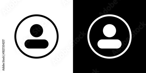 Profile avatar icon in black and white. User account and personal identification symbol