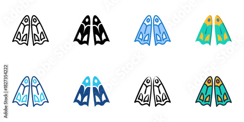 Flippers icon set multiple style vector collection 
