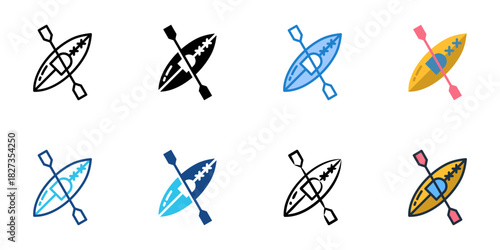 Kayak icon set multiple style vector collection 
