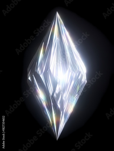 Diamond Crystal Reflecting Light on a Black Background