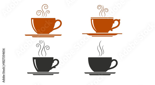 Tea and Coffee Mug Set Minimal Illustration
