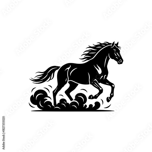 Zodiac Animal Horse silhouette mid gallop over stylized ground