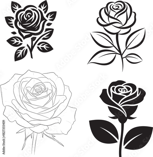 Rose flower silhouette illustration