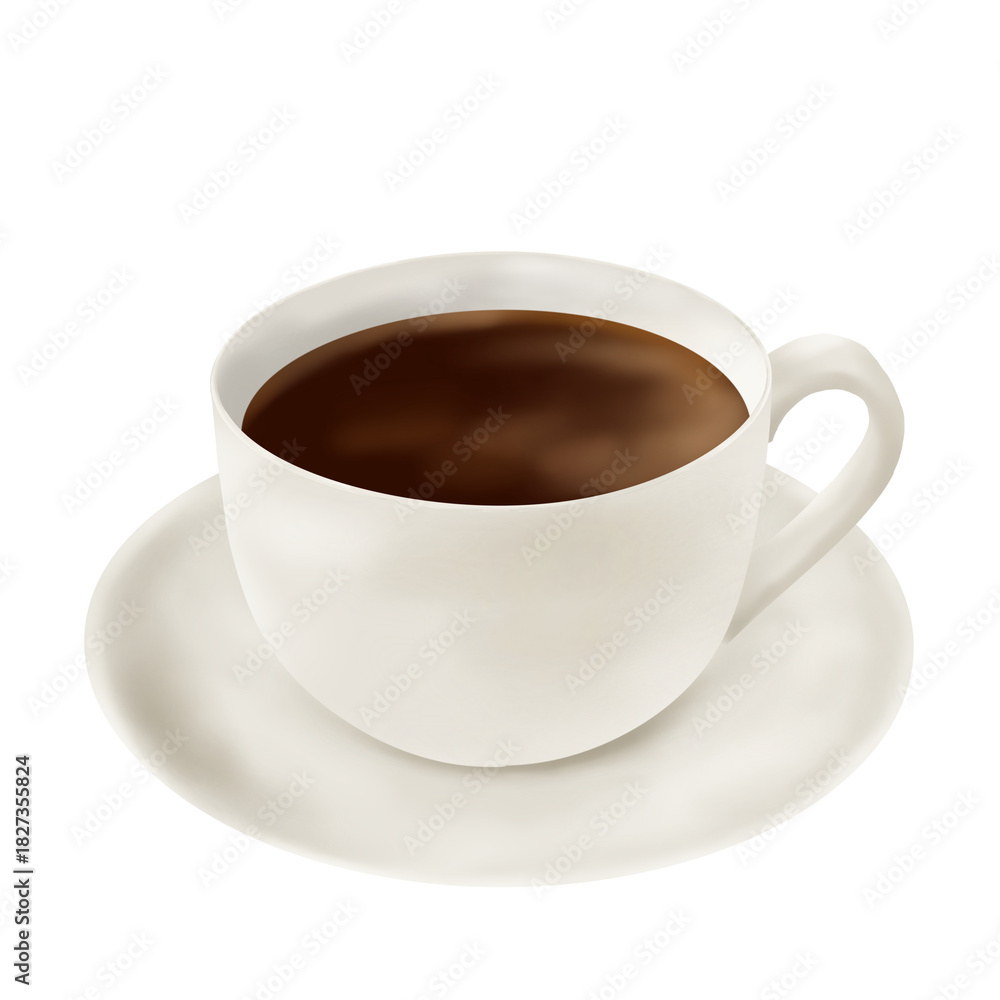 Obraz premium 喫茶店のブラックコーヒーイラスト