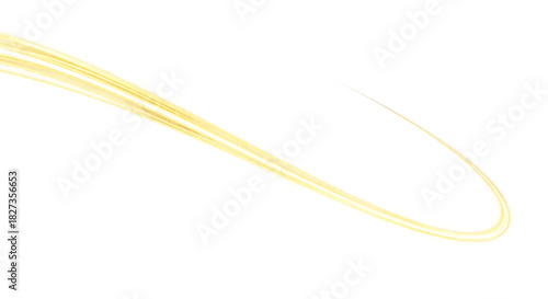 Abstract golden light trail swirl isolated on transparent background for design elements