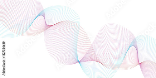 Abstract colorfull wave element for design. Digital frequency track equalizer. Stylized line art background. Vector illustration. Wave with lines created using blend tool.