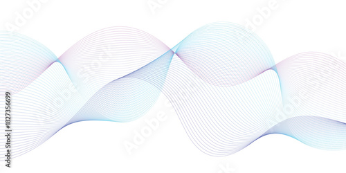 Abstract colorfull wave element for design. Digital frequency track equalizer. Stylized line art background. Vector illustration. Wave with lines created using blend tool.