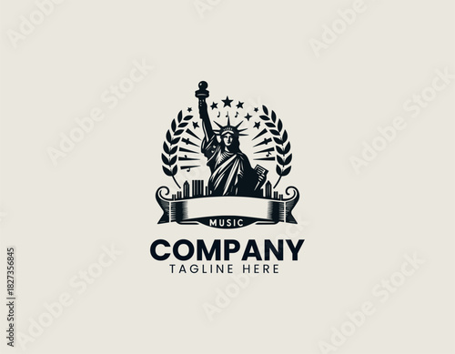 liberty music black vector logo illustration