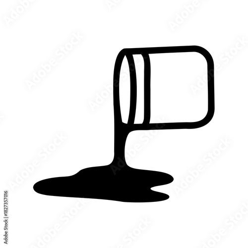 Spilled liquid from container creates abstract and chaotic mess on surface