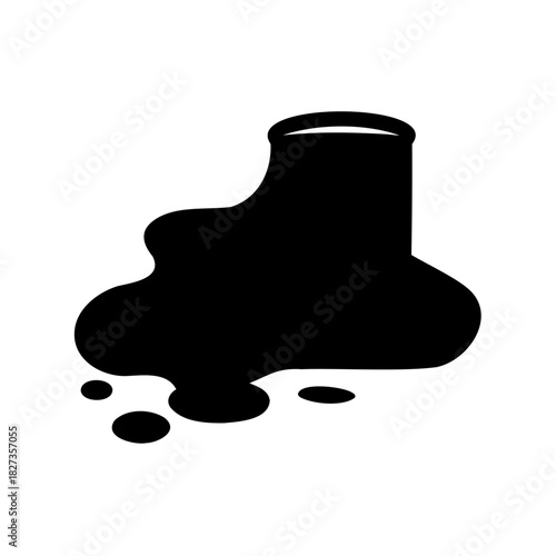 A dramatic black ink spill, creating a shape with interesting forms