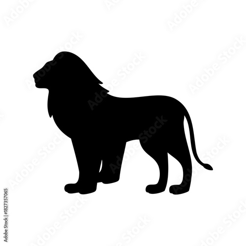 Majestic lion silhouette illustration standing powerfully with regal bearing and elegance