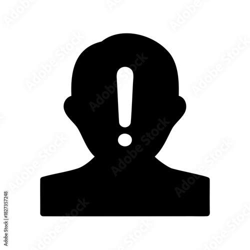 Silhouette of a head with an exclamation mark symbolizing urgent issues or warning