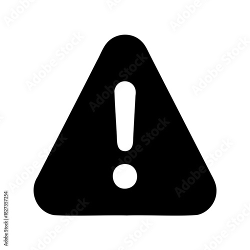 Warning symbol indicating potential dangers with a black exclamation point on white