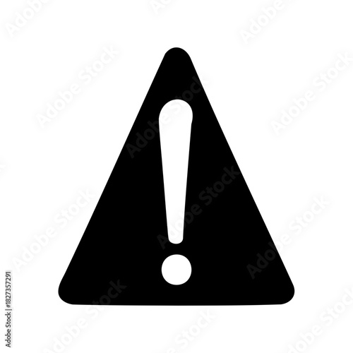 Black triangular warning sign with exclamation mark signaling a potential hazard