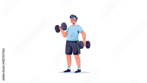 Man exercising with dumbbells, illustrating fitness and healthy lifestyle