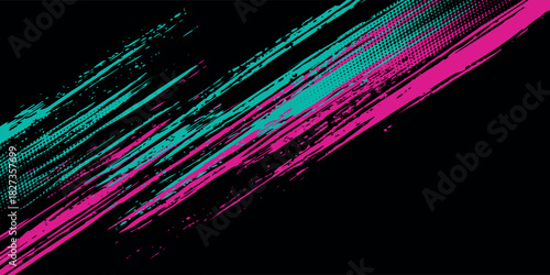 Car sticker wrap banner abstract sporty lines pink blue greenish grunge color combination brush storm thunder modern