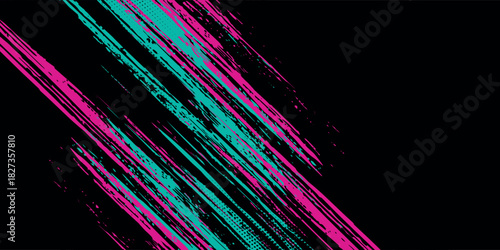 Car sticker wrap banner abstract sporty lines pink blue greenish grunge color combination brush storm thunder modern vector