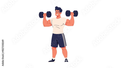 A fit man lifting dumbbells during a workout session