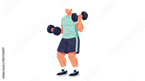 Man Lifting Dumbbells Muscular Strength and Exercise Routine