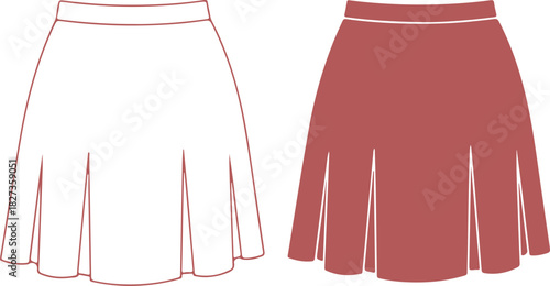 Elegant black and white skirt fashion illustration for style guides or apparel design projects