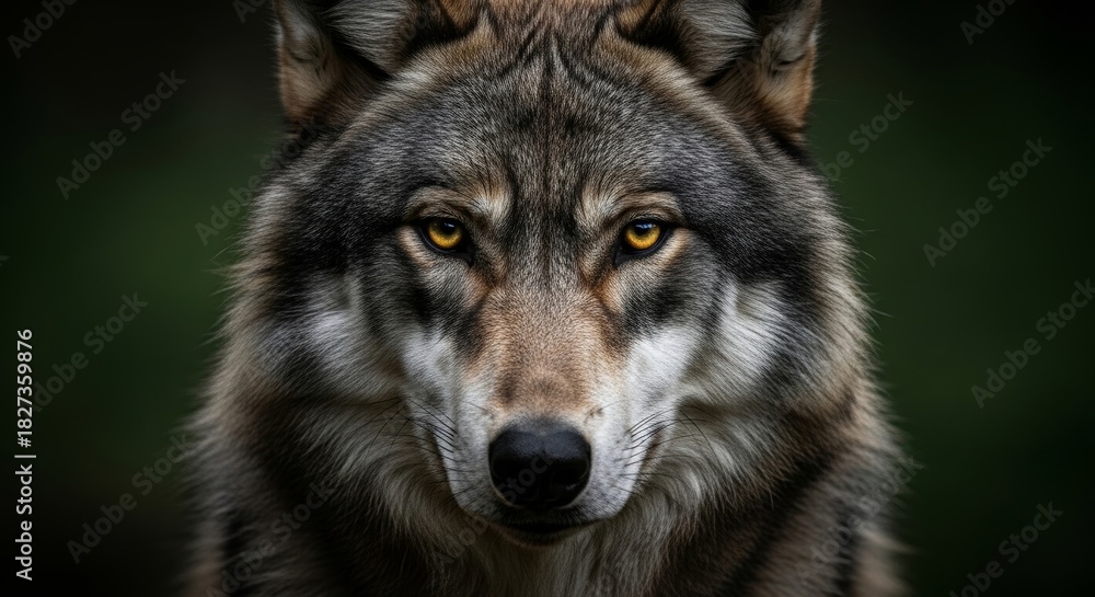 Fototapeta premium Majestic Wolf with Intense Eyes Staring at the Camera