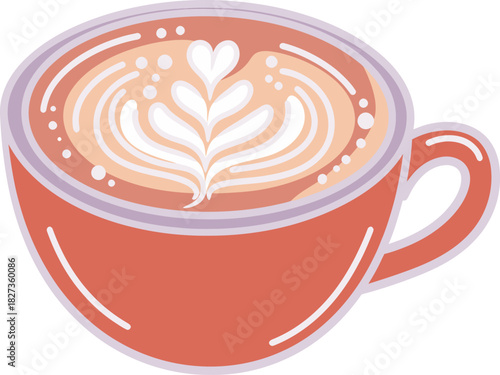 Latte Art Coffee Cup Vector Illustration