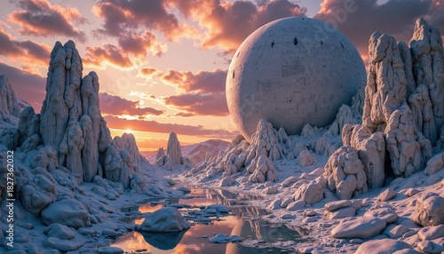 alien sphere on a desert planet