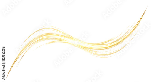 Abstract golden light streak wave effect isolated on transparent background