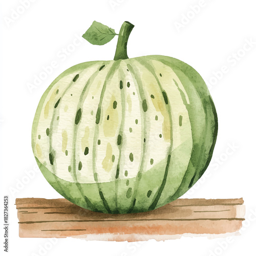 yuniazizah__a_cute_Melon_fruit_on_a_table_in_neutral_muted_colo_025af966-96f7-4366-83fb-26e72513ffed