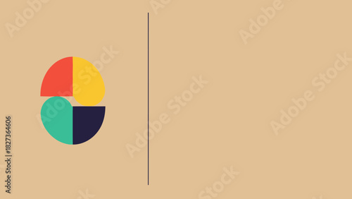 Abstract colorful geometric circle divided into four segments, abstract art, graphic design element