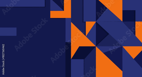 Abstract geometric pattern with blue and orange shapes modern design background.