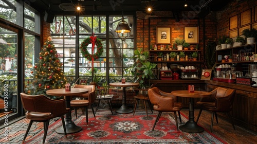 Christmas-themed café corner