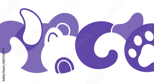 Abstract dog paw print design in purple color scheme.